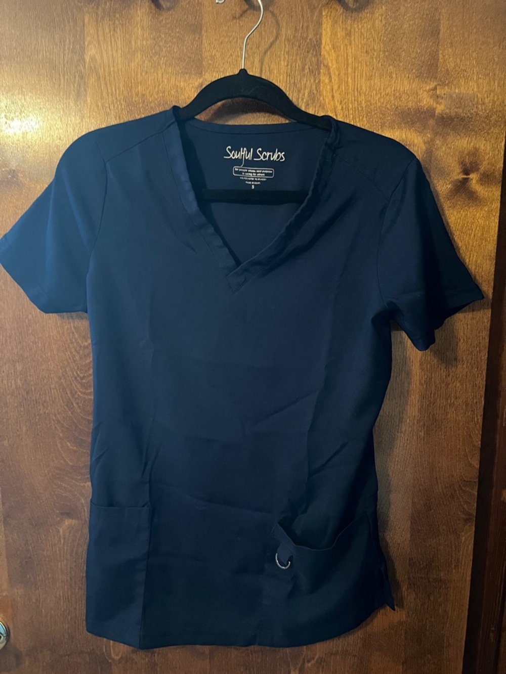 Women's Navy V-Neck Short Sleeve Top